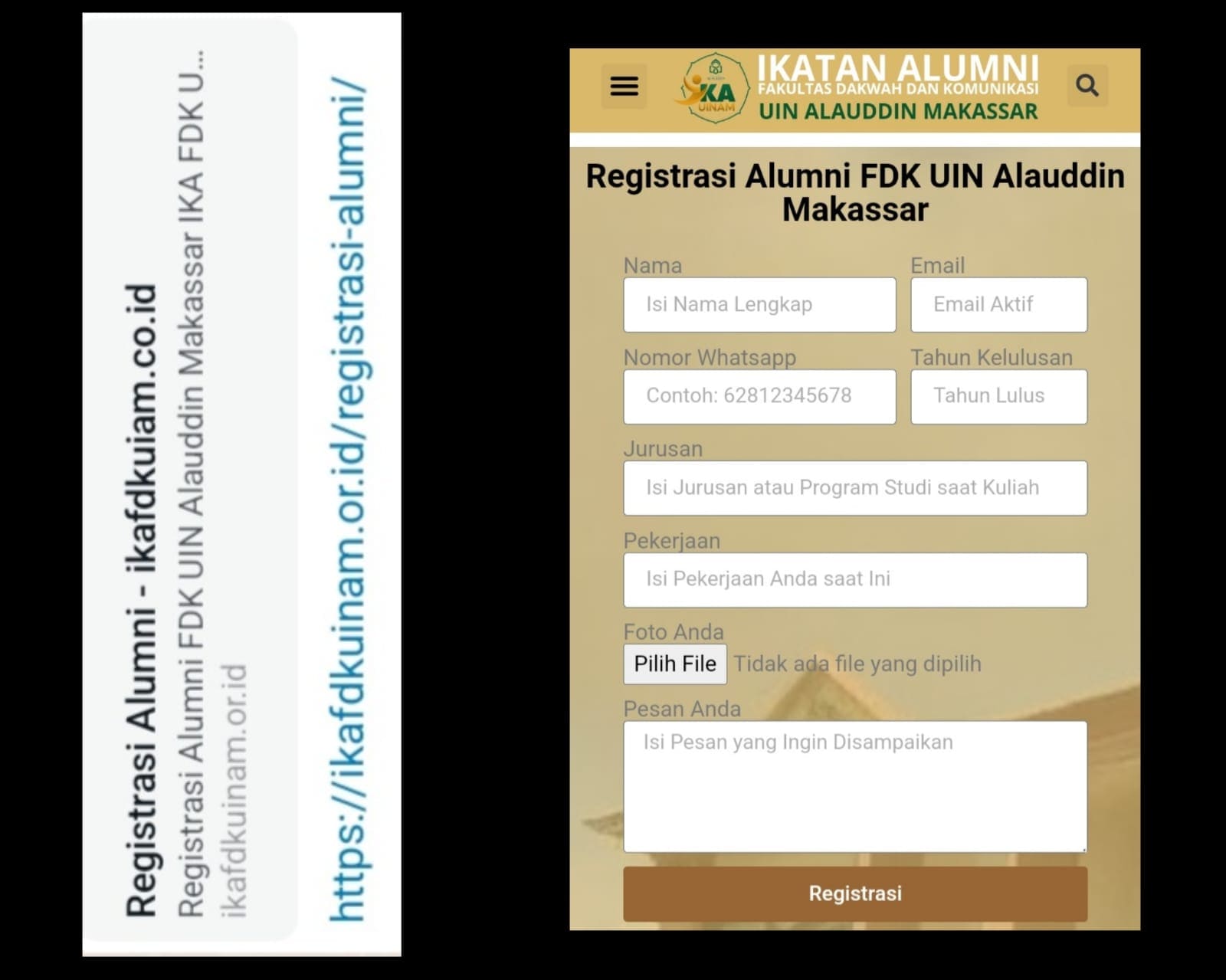 Cara mendaftar anggota Ikatan Alumni Fakultas Dakwah dan Kumonikasi UIN Alauddin Makassar-Gowa